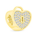 Sterling Silver 925 CHARM Gold Plated Embedded With White CZ