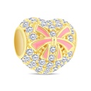 Sterling Silver 925 CHARM Gold Plated Embedded With White CZ