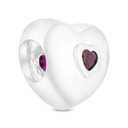 Sterling Silver 925 CHARM Rhodium Plated Embedded With Ruby Corundum