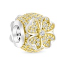 Sterling Silver 925 CHARM Rhodium And Gold Plated Embedded With White CZ