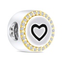 Sterling Silver 925 CHARM Rhodium And Gold Plated Embedded With White CZ