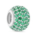 Sterling Silver 925 CHARM Rhodium Plated Embedded With Emerald