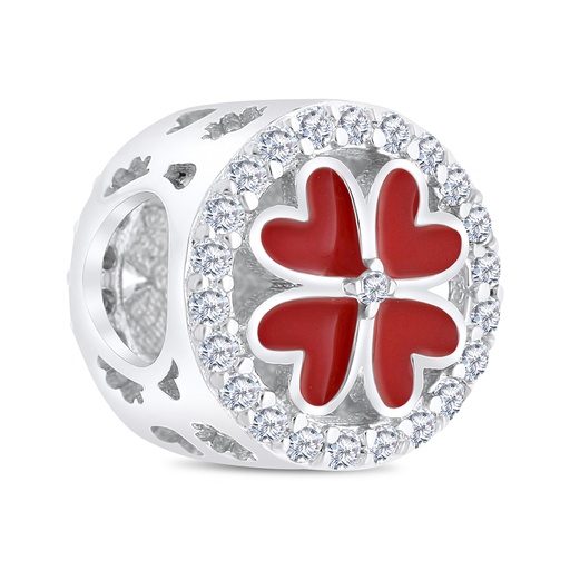 [BCB01WCZ01ENMA287] Sterling Silver 925 CHARM Rhodium Plated Embedded With White CZ