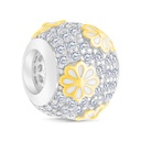 Sterling Silver 925 CHARM Rhodium And Gold Plated Embedded With White CZ