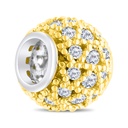 Sterling Silver 925 CHARM Rhodium And Gold Plated Embedded With White CZ