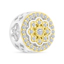 Sterling Silver 925 CHARM Rhodium And Gold Plated Embedded With White CZ