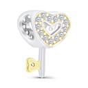 Sterling Silver 925 CHARM Rhodium And Gold Plated Embedded With White CZ