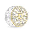 Sterling Silver 925 CHARM Rhodium And Gold Plated Embedded With White CZ