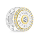 Sterling Silver 925 CHARM Rhodium And Gold Plated Embedded With White CZ