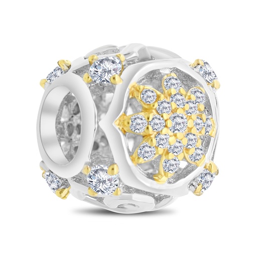 [BCB28WCZ00000A320] Sterling Silver 925 CHARM Rhodium And Gold Plated Embedded With White CZ