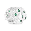 Sterling Silver 925 CHARM Rhodium Plated Embedded With Emerald