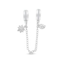 Sterling Silver 925 CHARM Rhodium Plated Embedded With White CZ