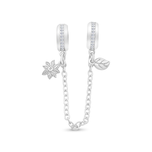 [BCB01WCZ00000A324] Sterling Silver 925 CHARM Rhodium Plated Embedded With White CZ