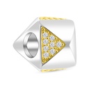 Sterling Silver 925 CHARM Rhodium And Gold Plated Embedded With White CZ