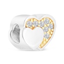 Sterling Silver 925 CHARM Rhodium And Gold Plated Embedded With White CZ