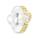 Sterling Silver 925 CHARM Rhodium And Gold Plated Embedded With White CZ