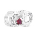 Sterling Silver 925 CHARM Rhodium Plated Embedded With Ruby Corundum And White CZ