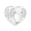 Sterling Silver 925 CHARM Rhodium Plated Embedded With White CZ