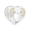 Sterling Silver 925 CHARM Rhodium And Gold Plated Embedded With White CZ