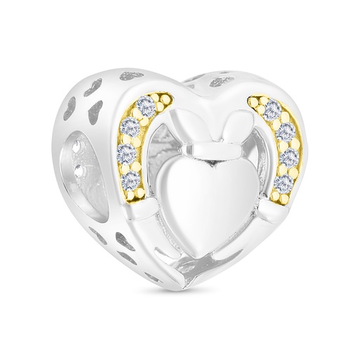 [BCB28WCZ00000A361] Sterling Silver 925 CHARM Rhodium And Gold Plated Embedded With White CZ
