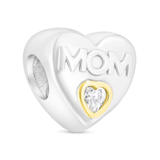 [BCB28WCZ00000A362] Sterling Silver 925 CHARM Rhodium And Gold Plated Embedded With White CZ (MOM)