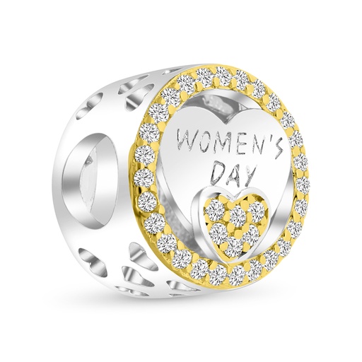 [BCB28WCZ00000A367] Sterling Silver 925 CHARM Rhodium And Gold Plated Embedded With White CZ