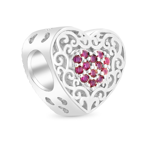 [BCB01RUB00000A368] Sterling Silver 925 CHARM Rhodium Plated Embedded With Ruby Corundum