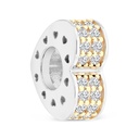 Sterling Silver 925 CHARM Rhodium And Gold Plated Embedded With White CZ