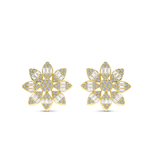 [EAR02WCZ00000B678] Sterling Silver 925 Earring Gold Plated Embedded With White CZ