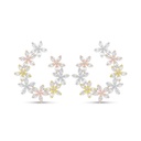 Sterling Silver 925 Earring Rhodium And Gold And Rose Gold Plated Embedded With White CZ