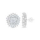 Sterling Silver 925 Earring Rhodium Plated Embedded With White CZ