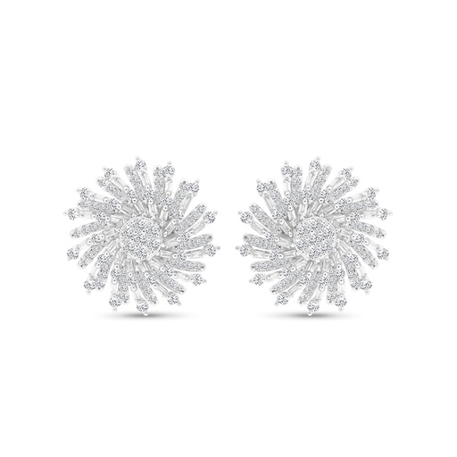 [EAR01WCZ00000B685] Sterling Silver 925 Earring Rhodium Plated Embedded With White CZ