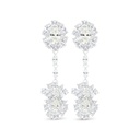 Sterling Silver 925 Earring Rhodium Plated Embedded With Yellow Zircon And White CZ