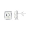 Sterling Silver 925 Earring Rhodium Plated Embedded With Yellow Zircon And White CZ