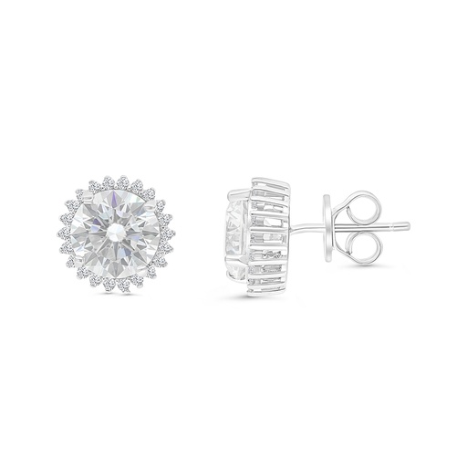 [EAR01CIT00WCZB697] Sterling Silver 925 Earring Rhodium Plated Embedded With Yellow Zircon And White CZ