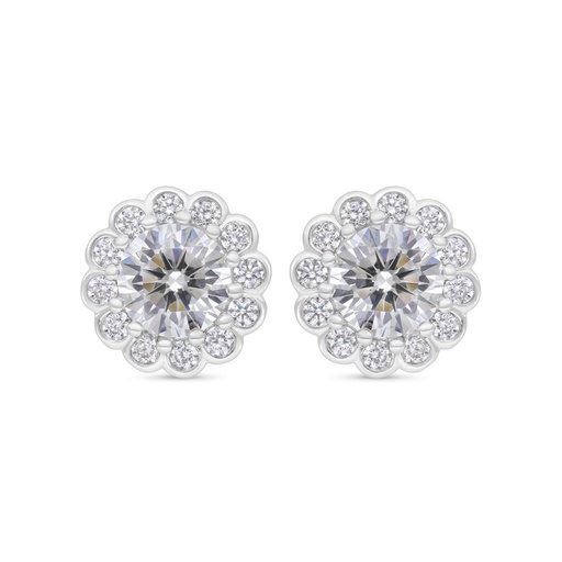 [EAR01CIT00WCZB698] Sterling Silver 925 Earring Rhodium Plated Embedded With Yellow Zircon And White Zircon