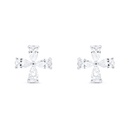 Sterling Silver 925 Earring Rhodium Plated Embedded With White CZ