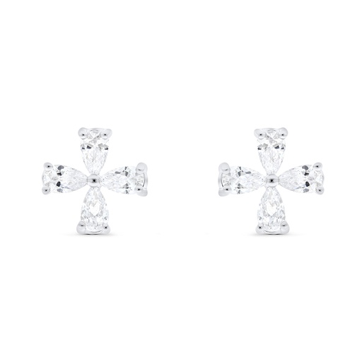 [EAR01WCZ00000B700] Sterling Silver 925 Earring Rhodium Plated Embedded With White CZ