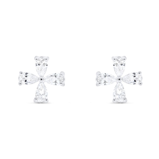 [EAR01WCZ00000B700] Sterling Silver 925 Earring Rhodium Plated Embedded With White CZ