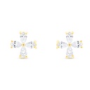 Sterling Silver 925 Earring Gold Plated Embedded With White CZ