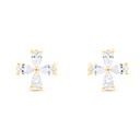 Sterling Silver 925 Earring Gold Plated Embedded With White CZ