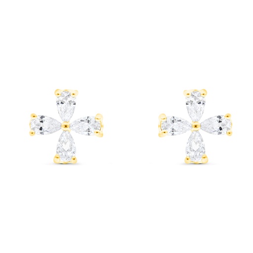 [EAR02WCZ00000B700] Sterling Silver 925 Earring Gold Plated Embedded With White CZ