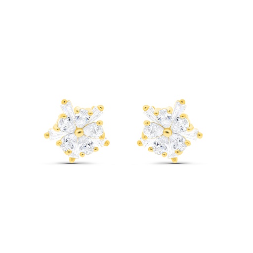 [EAR02WCZ00000B703] Sterling Silver 925 Earring Gold Plated Embedded With White CZ