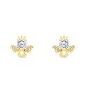 Sterling Silver 925 Earring Gold Plated Embedded With White CZ