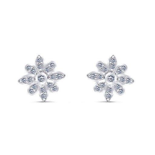 [EAR01WCZ00000B707] Sterling Silver 925 Earring Rhodium Plated Embedded With White CZ