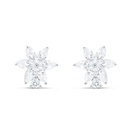 Sterling Silver 925 Earring Rhodium Plated Embedded With White CZ