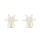 Sterling Silver 925 Earring Gold Plated Embedded With White CZ