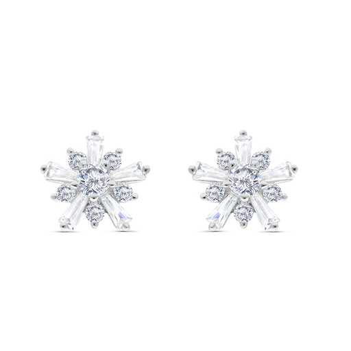 [EAR01WCZ00000B712] Sterling Silver 925 Earring Rhodium Plated Embedded With White CZ