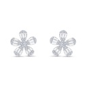 Sterling Silver 925 Earring Rhodium Plated Embedded With White CZ