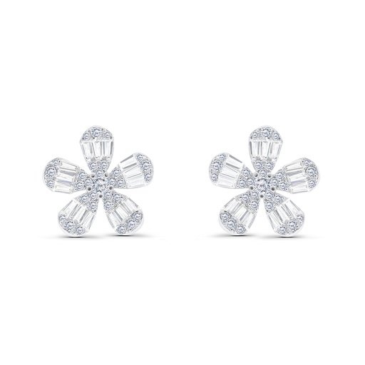 [EAR01WCZ00000B713] Sterling Silver 925 Earring Rhodium Plated Embedded With White CZ